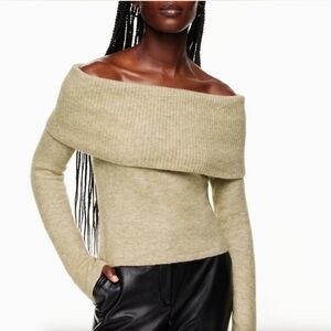 Aritzia Off-Shoulder Tan Sweater